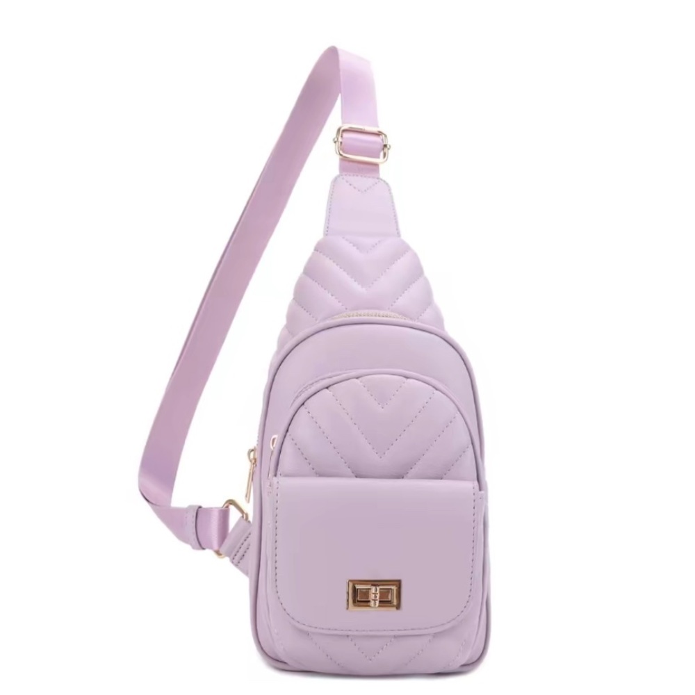 New Lavender Quilted Crossbody Bag
